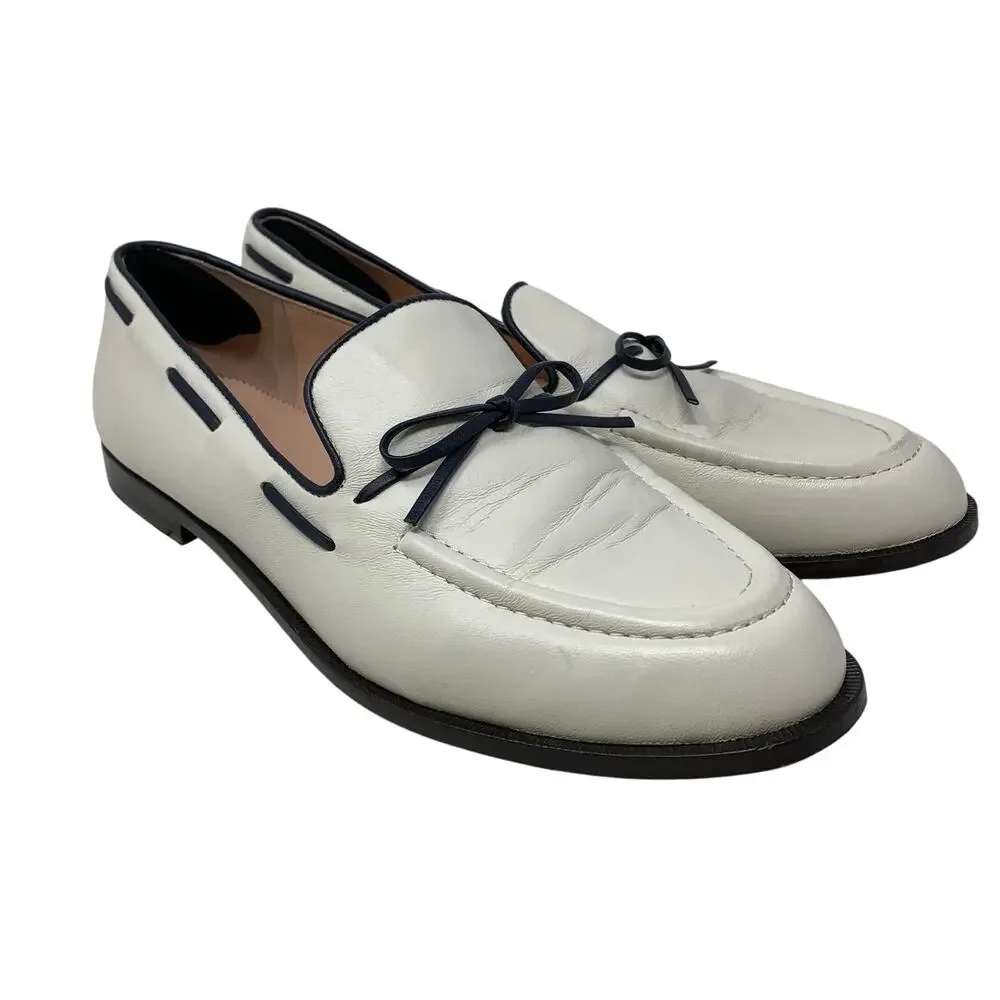 J. Crew Two Tone Classic Leather Loafers Womens Size 9 Cream Black Slip On